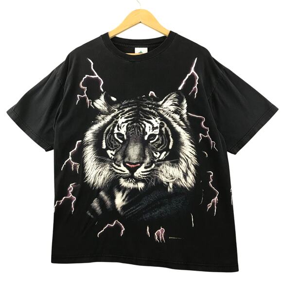 Vintage 90s American Thunder Tiger T shirt lightning single stitch size L - Picture 1 of 10